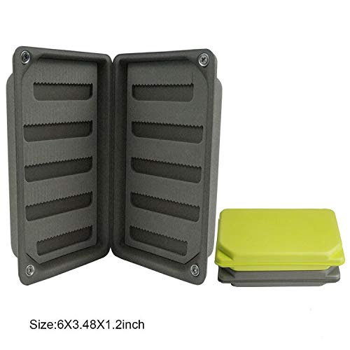 Aventik 2 PC Fly Box Float Tackle Box Slit EVAFoam Fly Fishing Tackle Boxes Fishing Storage 6X3.48X1.2inch Green+grey- 2pc pack - BeesActive Australia