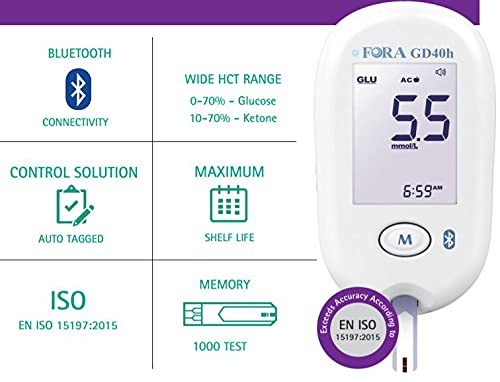 FORA Advanced Blood Sugar and Beta Ketone Diabetic Monitor with 10 Glucose strips Small - BeesActive Australia