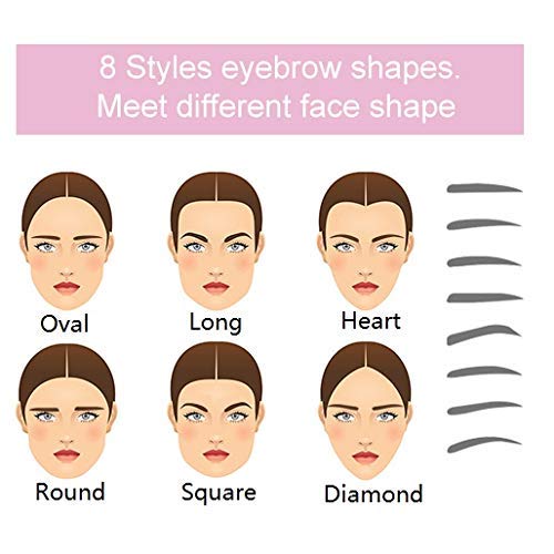 Eyebrow Stencils, Eyebrow Template, Eyebrow Shaping Kit, 8 Styles Reusable Eyebrow Stencil with Handle and Strap, Washable (Come with 1 Eyebrow Pencil) - BeesActive Australia