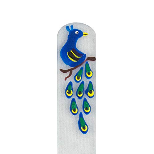 Peacock Hand Painted Genuine Czech Republic Crystal Nail File with Matching Acrylic Case - Medium - BeesActive Australia