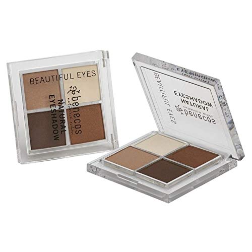 Benecos Natural Quattro Eyeshadow Palette, Matte and Shimmer, Creamy Light Beige to Brown, Long Lasting, Organic Vegan Eye Shadow Makeup (Coffee & Cream) - BeesActive Australia