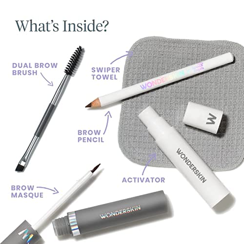 Wonderskin Wonder Blading Perfect Brow Tint Kit has a Long-Lasting Waterproof Brow Masque and Touch-Up Pomade Pencil. Alcohol-Free Microblading Alternative with Natural-Looking Results (Dark Brunette) Dark Brunette - BeesActive Australia