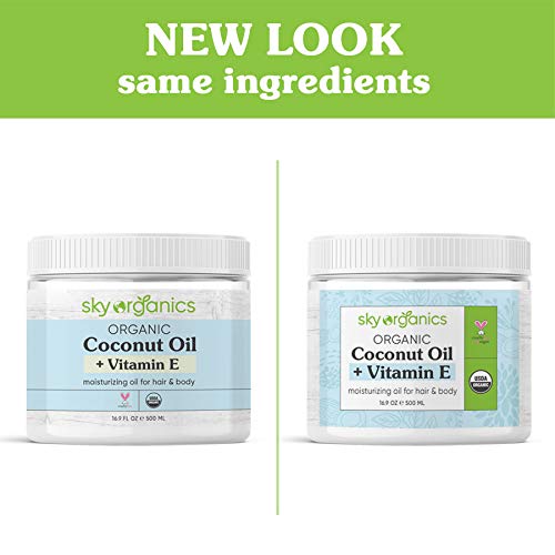 USDA Organic Coconut Oil with Vitamin E (16.9 oz Jar) Pure Vitamin E Infused Coconut Oi - Bio Coconut Oil for Hair and Skin, Coconut Oil Hair Mask 16.9 Fl Oz (Pack of 1) - BeesActive Australia