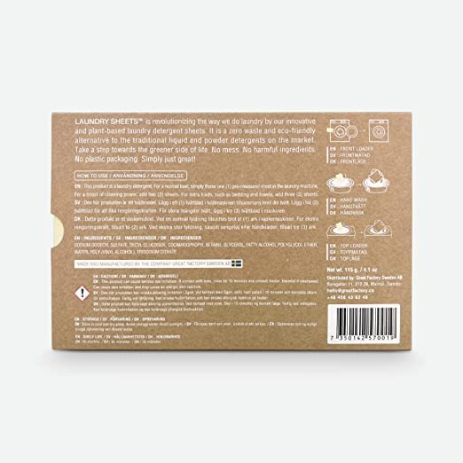 Laundry Sheets - up to 120 Loads - Made in Sweden - 60 Sheets - the Original - Laundry Detergent Sheets - Fragrance Free - no Plastic - Eco-Friendly - BeesActive Australia
