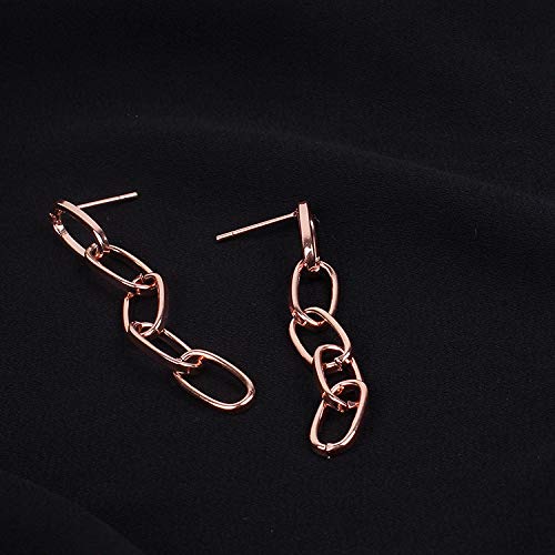 Sither Link Chain Dangle Earrings for Women Girls Long Link Stud Earrings Fashion Unique Jewelry Gift for Her (rose gold) - BeesActive Australia