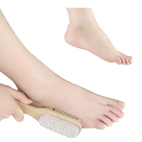 Natural Pumice Stone Combo foot Brush, Body Exfoliating Double Side Soft Bristle Wood Brush, Suitable for SPA Callus Remover, Dry Skin Elbow, Hand or Foot Care, Pack 2 - BeesActive Australia