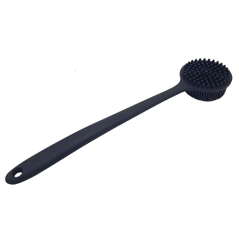 DNC Back Scrubber for Shower Soft Silicone Bath Body Brush with Long Handle, BPA-Free, Hypoallergenic (Black) Black - BeesActive Australia