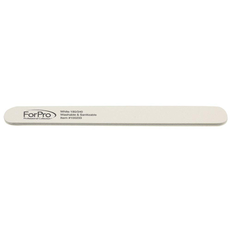 ForPro White Foam Board, 180/240 Grit, Mylar Manicure and Pedicure Nail File, 7” L x .75” W, 50-Count - BeesActive Australia