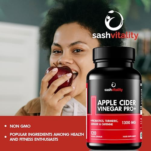 Raw Apple Cider Vinegar Complex 1300MG with Turmeric, Ginger, Probiotics 200 Billion & Prebiotics, Cayenne Pepper, Turmeric, Ginger, Black Pepper & Flaxseed - 120 Vegan Certified Capsules | UK Made - BeesActive Australia
