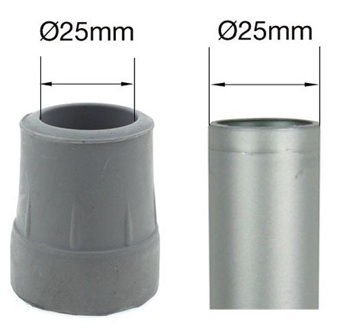 Qty: 10x 25mm 1" Heavy Duty Rubber Ferrules For Walking Frames - Grey - By Lifeswonderful® - BeesActive Australia