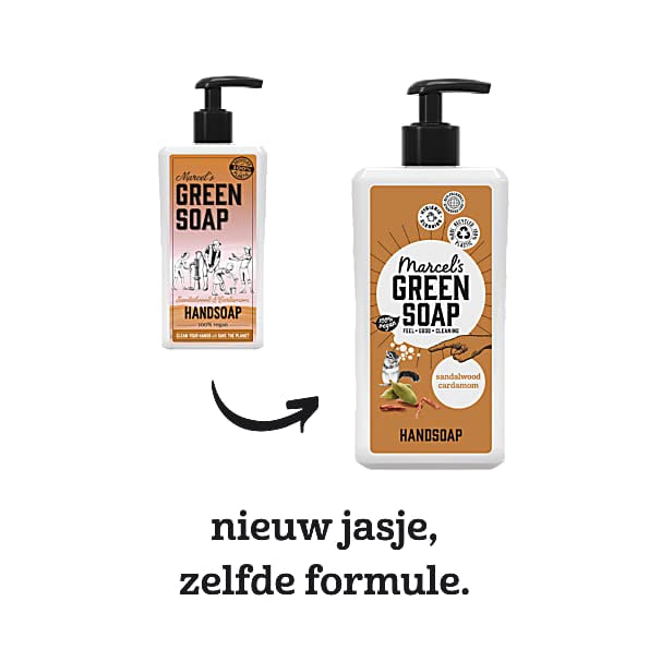 marcel's green soap - Hand Soap - Sandalwood & Cardamom - 97% biodegradable - Natural ingredients - 500 ML, Brown - BeesActive Australia