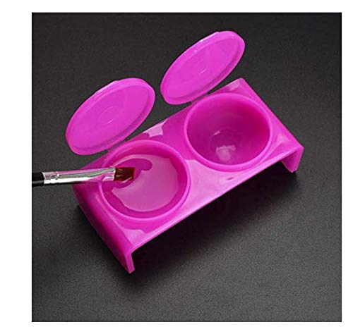 LASSUM 2PCS Double Cup Plastics Nail Art Cup Bowl Soaking Dish Dappen Dish with Lids for Mixing Acrylic Powder Liquid - BeesActive Australia