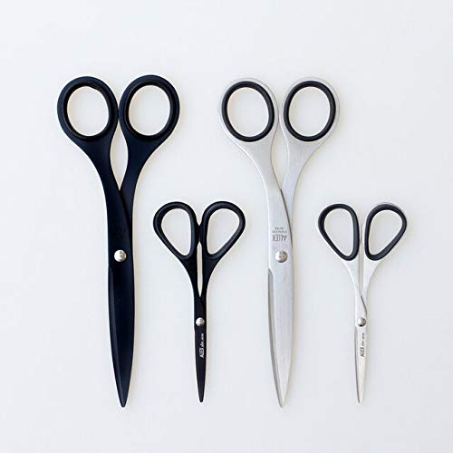 ALLEX Mini Skinny Scissors for Office 3.9", All Purpose Slim & Thin Low Profile Scissors, Made in JAPAN, All Metal Sharp Japanese Stainless Steel Blade with Non-Slip Soft Ring, Black 100mm - BeesActive Australia