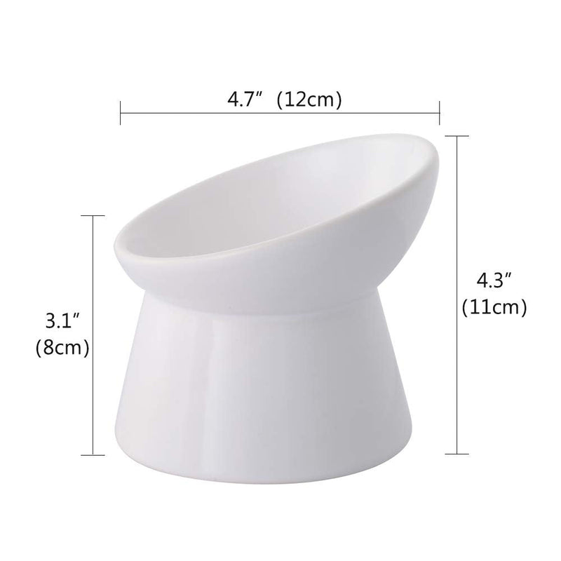 Small Ceramic Raised Cat Bowls, Tilted Elevated Food or Water Bowls , Stress Free, Backflow Prevention, Dishwasher and Microwave Safe, Lead & Cadmium Free White - BeesActive Australia