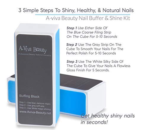 Nail Buffer By A-viva Beauty - 4 Way Buffer And Shine Kit - The Perfect Buffer Block For Healthy Shiny Nails - 4 Count Original version - BeesActive Australia