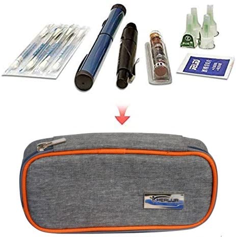 Travel Insulin Cool Bag by HEALUA- Diabetic Organizer Portable Medical Travel Cooler Case Pack with 2 X 48 Hour Extra Cool Reusable Ice Packs, Thermometer & Used Needle Pouch - Carry On Approved Size 1 Count (Pack of 1) - BeesActive Australia
