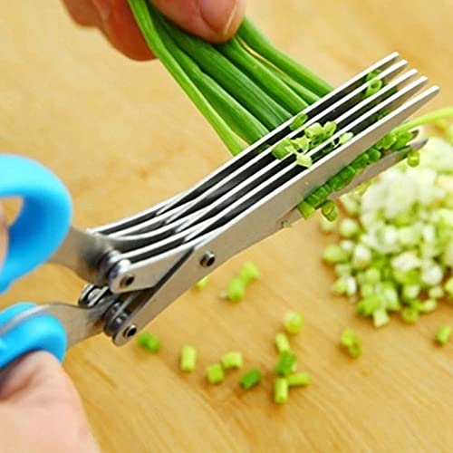 Multifunctional 5 Layers Stainless Steel Knives Multi-Layers KItchen Scissors Scallion Cutter Herb Laver Spices Cook Tool Cut (5 Layers) - BeesActive Australia