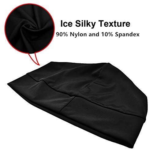 Headshion Skull Caps for Men Women, 2-Pack Multifunctional Headwear Bike Hard Hat Helmet Liner Beanie Sleep Caps 2 Black (Ice Silk) Nylon - BeesActive Australia