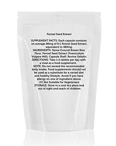 Fennel Seed Extract 480mg Foeniculum Vulgare 180 Capsules - LetterBox Friendly UK Fast Delivery - - BeesActive Australia