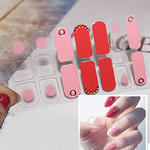 70 pcs 5 Sheets Full Nail Wraps Nail Polish Stickers DIY Glitter Nail Adhesive Nail Art Sticker with 1 pcs Crystal Glass Nail Files for Women Girls(Pink) - BeesActive Australia