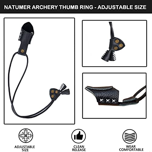 NATUMER Archery Thumb Ring Handmade Finger Protector Thumb Guard for Outdoor Shooting Accessories Finger Tab Black - BeesActive Australia