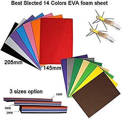 Riverruns Fly Tying Foam High Density EVA 14 Best Colors, Closed Cell Foam Durable, Three Thickness 1, 2, and 3 mm Option, Streamers, Baitfish, Nymph, Salmon Steelhead, 1mm 14 best color combo - BeesActive Australia
