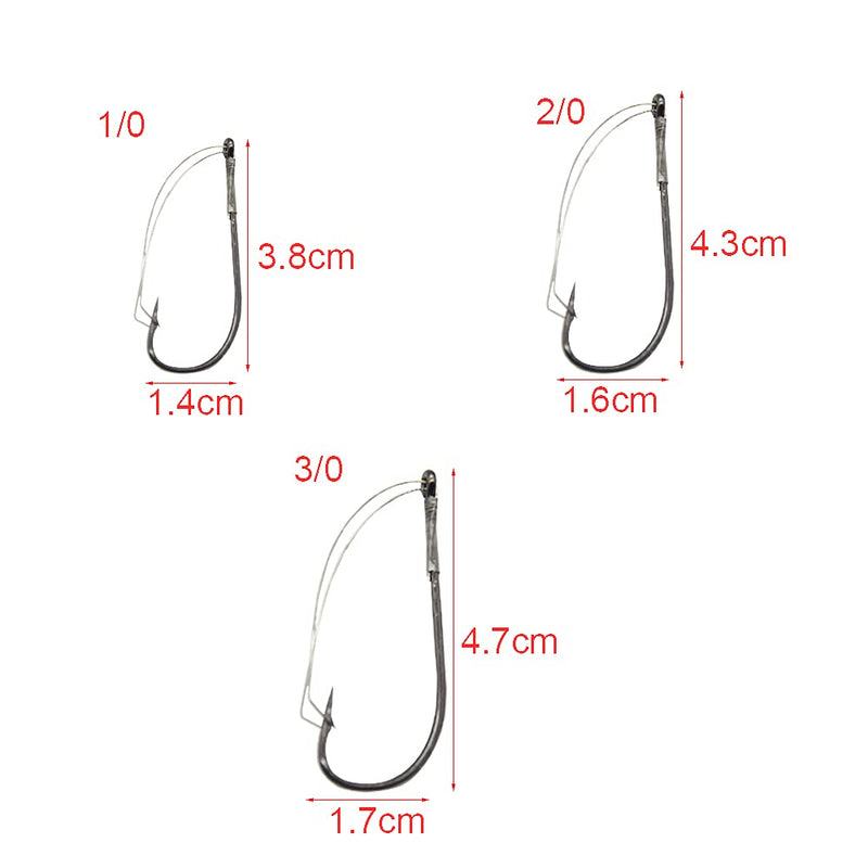 NA 20pcs/Box Fishing Weedless Hooks Wacky Rig Hooks Size 1/0 2/0 3/0 Wide Gap Offset Hooks Wacky Worm Fishing Hooks for Senko Style Soft Stick Worms 2/0-20pcs - BeesActive Australia