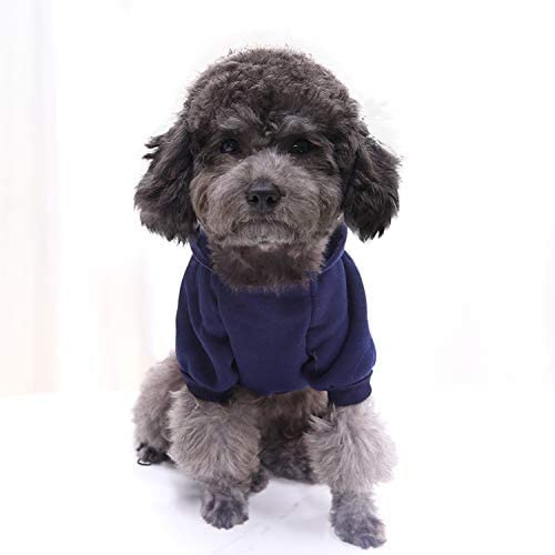 Idepet Pet Dog Hoodies Dog Clothes for Small Dogs Vest Chihuahua Clothes Warm Coat Jacket Autumn Puppy Outfits Cats Dogs Clothing X-Small (Pack of 1) NavyBlue - BeesActive Australia