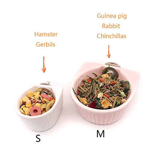 gutongyuan Small Animals Bowl, Detachable Cage Feeder Pet Ceramic Water & Food Feeder, Small Animal Supplies for Rabbit Parrot Squirrels Chinchilla Hamster Ferret White S - BeesActive Australia