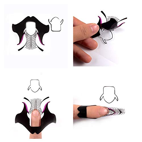 Beauty Leader 500 Pcs/Roll Nail Form Stickers Clear Nail Art Guide Form Acrylic UV Gel Tips Extension (Black Butterfly Design) - BeesActive Australia