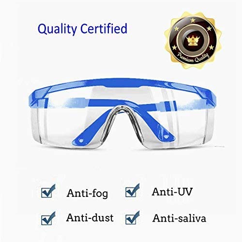 3 PACK Protective Goggles Safety Glasses with Clear Anti Fog Scratch Resistant Wrap-Around Lenses and No-Slip Grips , Protective Eyewear For men & Women Blue Color - BeesActive Australia