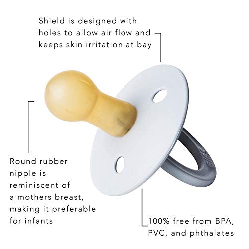 BIBS Pacifiers | Natural Rubber Baby Pacifier | Set of 2 BPA-Free Soothers | Made in Denmark | Sand/Cloud | Size 0-6 Months - BeesActive Australia