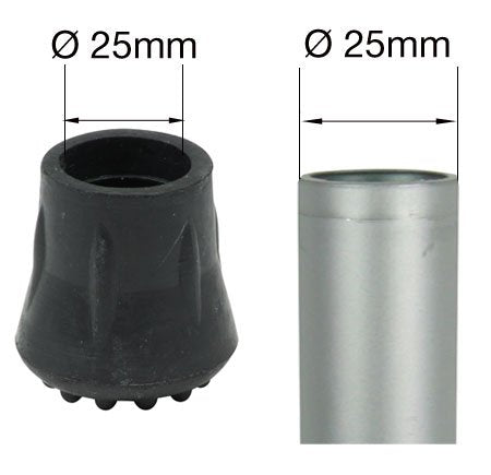 Pack of Four 25mm (1") Bell Shaped Studded Rubber Ferrules Walking Stick Tips C-Type by Lifeswonderful® - BeesActive Australia