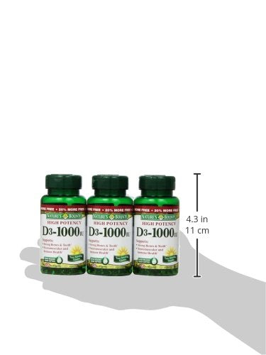 Vitamin D3 by Nature's Bounty, Vitamin Supplement, Supports Immune System and Bone Health, 1000IU, 120 Softgels (Pack of 3) 120 Count (Pack of 3) - BeesActive Australia