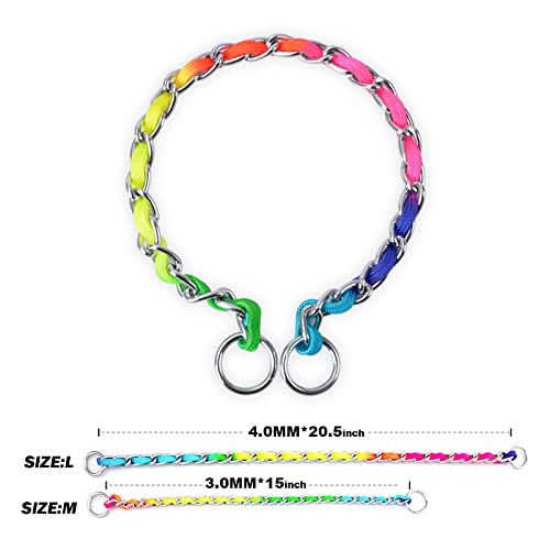 TSPRO Rainbow Dog Choker Collar Dog Chain Collar for Choker Dogs Slip Choker Collar for Training Dog Choker Chain Medium Dogs and Small Dogs(Rainbow collar-20.5inches ) Small Collar Length: 39cm/15inches colorful - BeesActive Australia