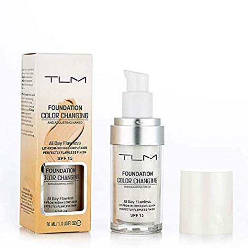 2PCS TLM Flawless Colour Changing Warm Skin Tone Foundation Makeup Base Nude Face Moisturizing Liquid Cover Concealer for Women Girls SPF15(30ml) - BeesActive Australia