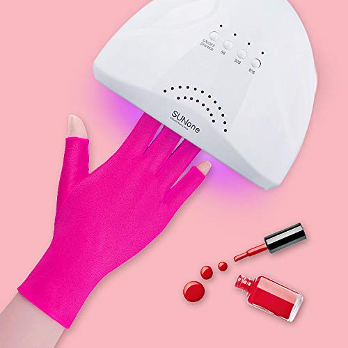 Pimoys Nail UV Shield Glove,Gel Manicure Gloves for UV LED Gel Polish Drying Nail,Half Finger Stretchy Gloves for Girls Protect Hands from UV Light Lamp Dryer - BeesActive Australia