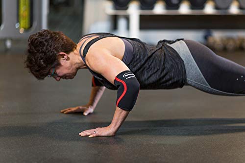 Elbow Sleeve (1) - By Rip Toned - Compression Support Brace for Weightlifting, Powerlifting, Xfit, Strength Training, Pain, Tendonitis, Arthritis. Men & Women (SEE SIZING GUIDE - Large) Black - BeesActive Australia