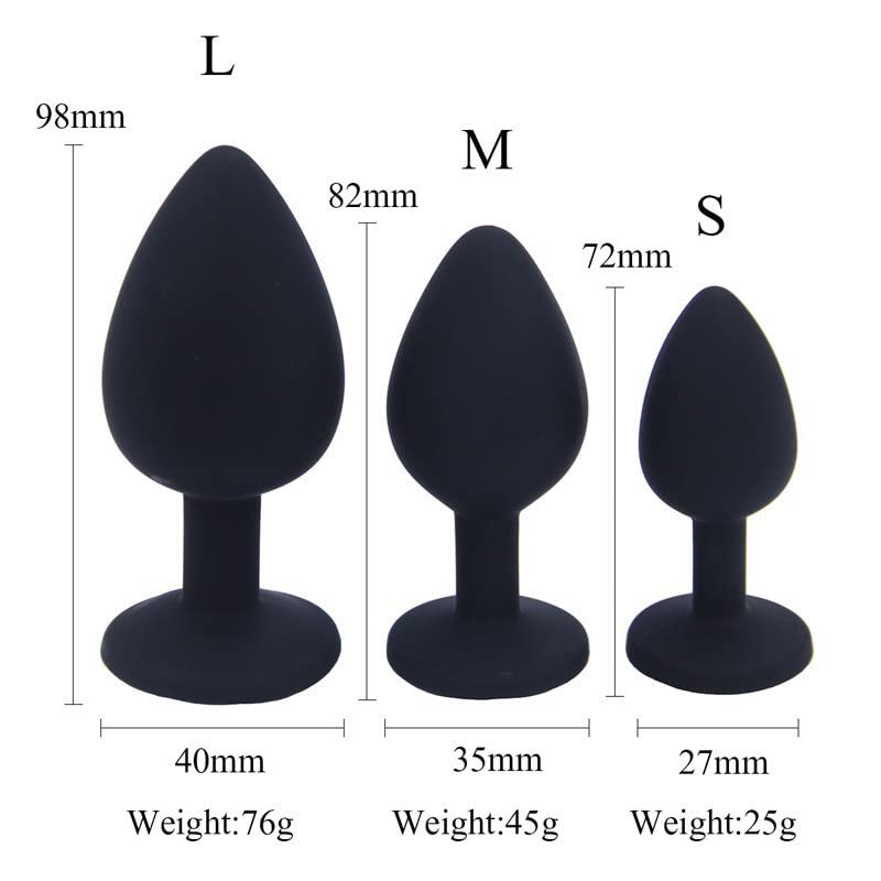 Black Soft Butt Pugs Anales Training Kit Tapered Silicone Convenient Items for Couple Women Men Beginner Fun Games Set of 3 (New Black) New Black - BeesActive Australia