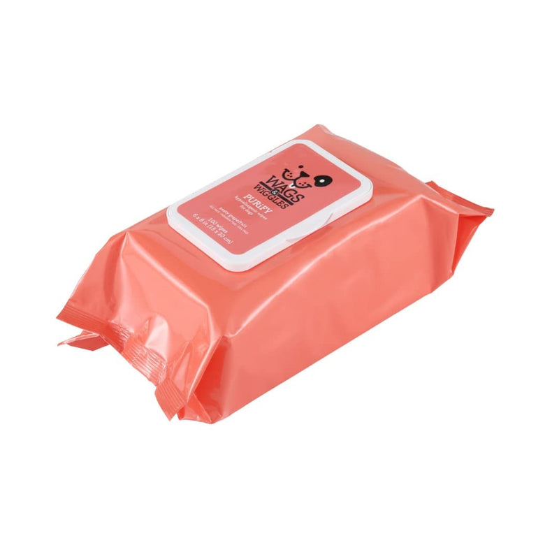 Wags & Wiggles Purify Hypoallergenic Wipes for Dogs - Gently Clean & Condition Your Dog's Coat Without A Bath - Scents Your Dog Will Love - Dog Wipes, Pet Wipes, Wags and Wiggles Dog Face Wipes 100 Count Hypoallergenic Wipes - Zesty Grapefruit - BeesActive Australia