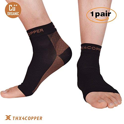 Thx4COPPER Plantar Fasciitis Socks with Arch Support, Medical Grade Compression Foot Care Sleeve 20-30mmHg, Better Than Night Splint, Reduce Swelling & Heel Spurs, Ankle Brace Support,Large,1 Pair L (Pack of 2) - BeesActive Australia