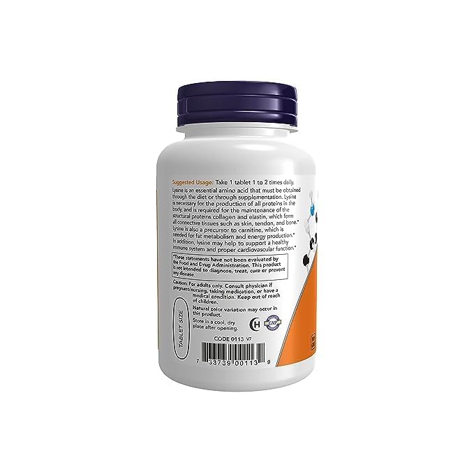 Now Foods L-Lysine 1000mg Extra Strength 100 Tablets, 100 g - BeesActive Australia