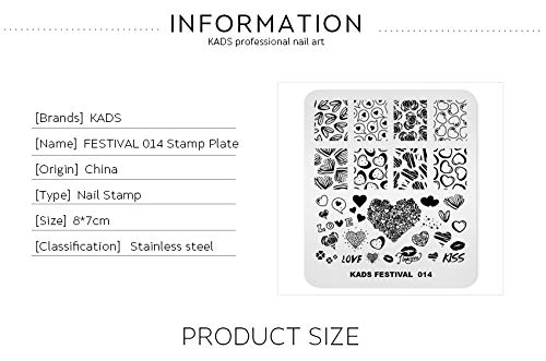 KADS Nail Art Image Stamping Plates Valentine's Day Love Heart DIY Manicure Template Image Plate for Nail (FE014) FE014 - BeesActive Australia