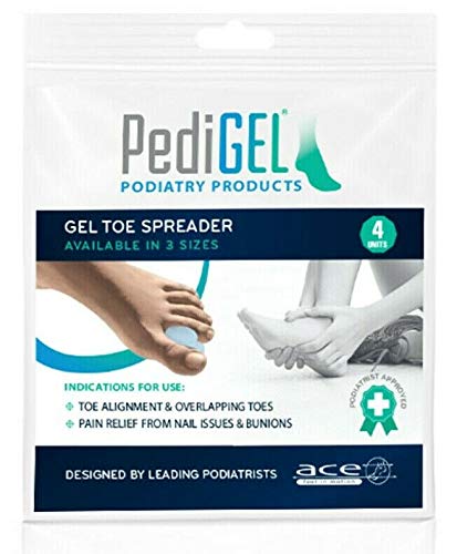 PediGel® - Medically Approved Polymer Gel Toe Spreader for Toe Alignment and Overlapping Toes, Pain Relief from Nail Issues and Bunions - 4 Units (Medium Length 28mm Width 8mm Depth 25mm) M (Pack of 4) - BeesActive Australia