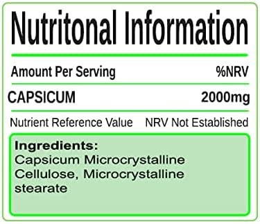 Capsicum 2000mg Tablets Bodygenix UK Mnufactured Fat Burn, Metabolism Booster (120) 120 - BeesActive Australia