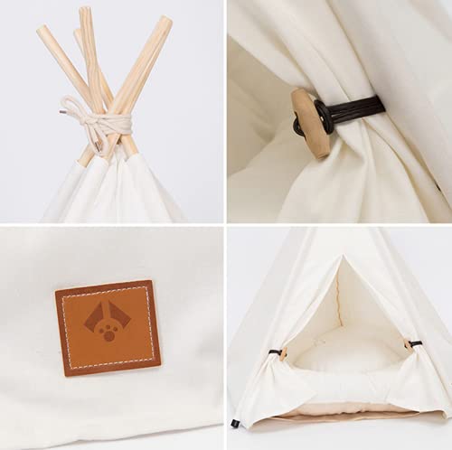 Scnbom Pet Teepee for Small Dogs or Cats Portable Tent Puppy Sweet Bed Washable Dog or Cat Houses with Cushion M: Size fits 22 pounds (pets below) - BeesActive Australia