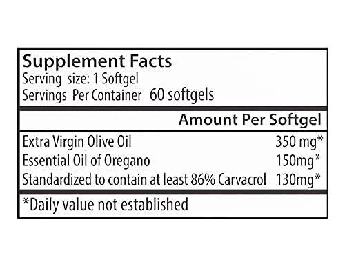 130 mg Carvacrol - 150 mg Oregano Oil per Softgel. World Highest Concentration Oregano Oil Capsule. Zane Hellas Oregano Oil. Softgel Contains 30% Greek Essential Oil of Oregano. 120 Softgels. - BeesActive Australia
