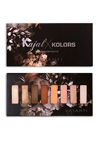 VASANTI 8 Colors Kajal X Kolors Eyeshadow Palette - Rich Pigmented Shimmer, Glitter, and Matte Shades, Highly Blendable Rich in Colour Eyeshadow Makeup Palette - BeesActive Australia