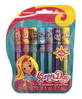 Nickelodeon Sunny Day 7 Flavored Lip Gloss with Faux Hair Snap Clips Set - BeesActive Australia