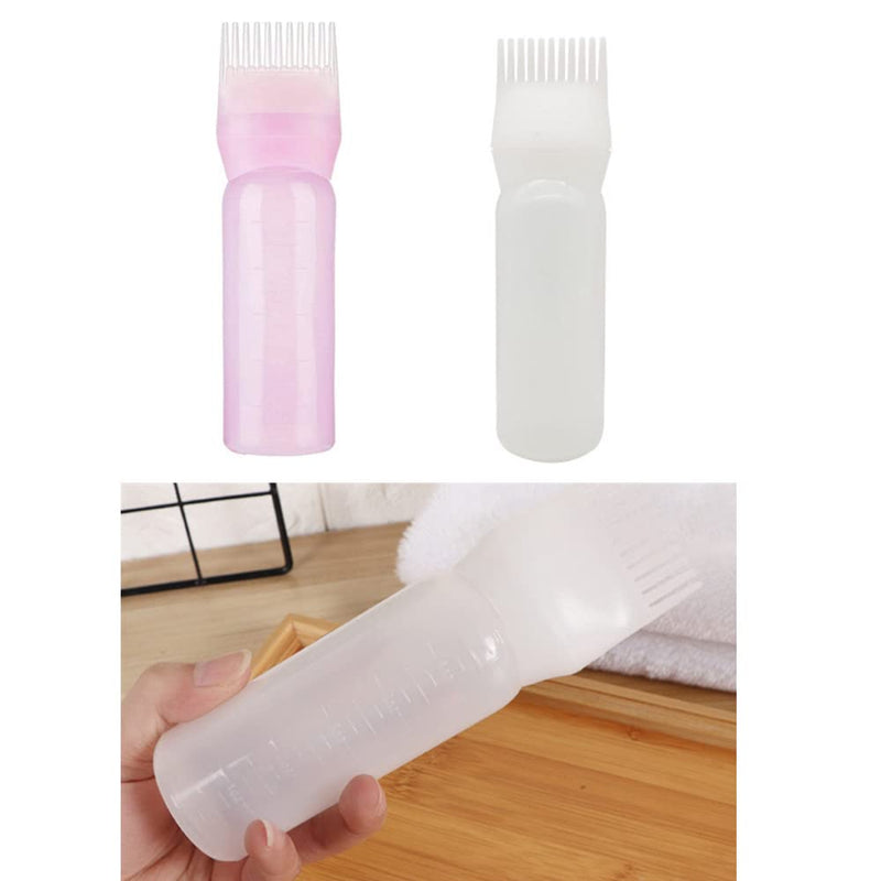 4PCS Applicator Bottle Root Comb Hair Dye Bottle Plastic Squeeze Bottles for Hair Coloring Dye and Scalp Treament Essential White Pink - BeesActive Australia